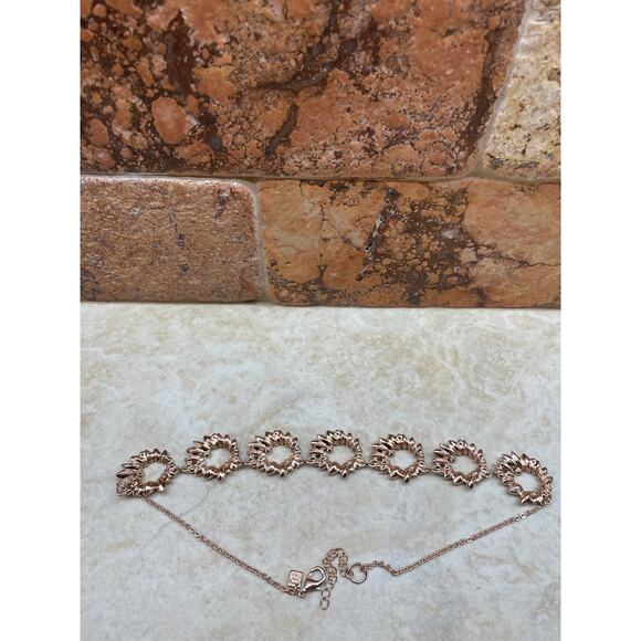 Banana Republic Necklace Rose Gold Opalescent Statement Pink Crystal Floral - Picture 9 of 9